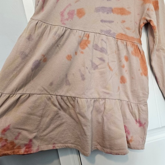 Wild Fable Pink Tie Dye Sweater Dress Size Medium Ruffles Tiered Mock Neck - Picture 5 of 11